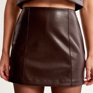 Abercrombie vegan patent leather brown skort